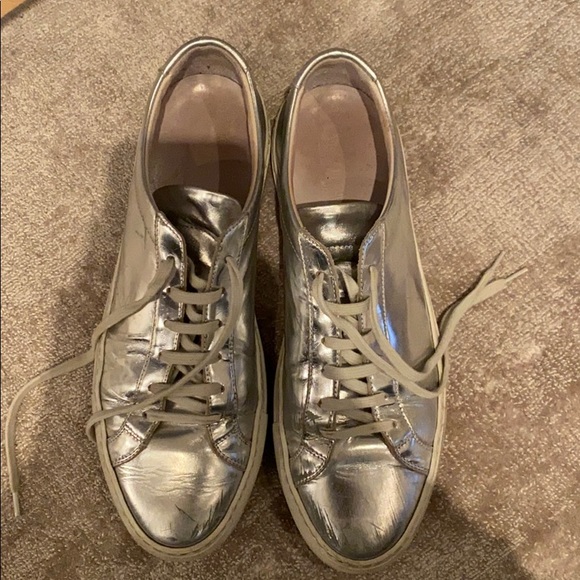 Common Projects Shoes - Common Projects silver metallic sneakers